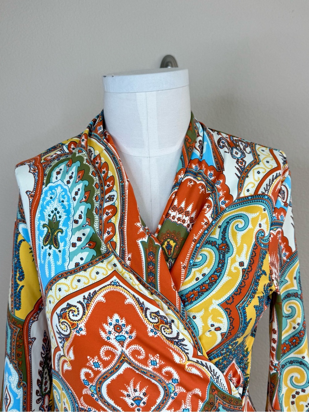 J.McLaughlin Catalina Cloth Lawrence Dress Paisley Print 3/4 Sleeves Midi Size M - Picture 5 of 13